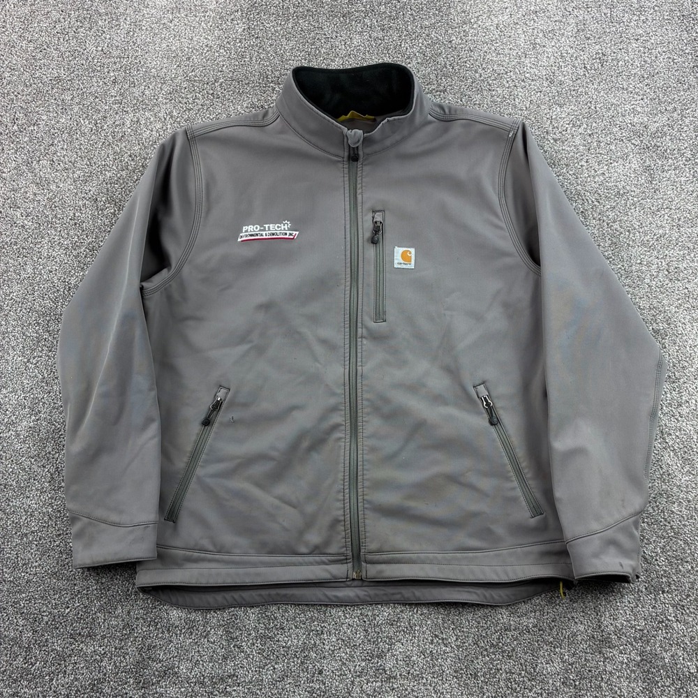 Carhartt‎ Crowley Jacket Mens XL Gray Company Logo Softshell Full Zip 102199 022